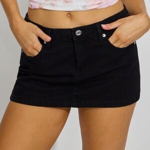 Black Denim Mini Skort